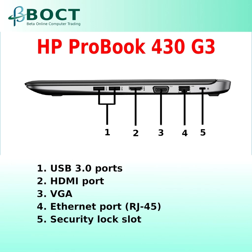 HP ProBook 430 G3 Intel Core i5 6th Gen 13.3 inches HD screen Win 10 Pro REFURBISHED - Image 3