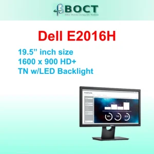 Refurbished Dell E2016H / 19.5" screen size / HD+ / TN w/LED Backlight / VGA / Display Port