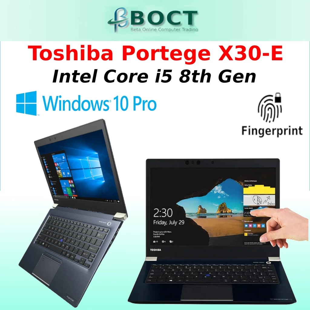 Refurbished Ultralight Toshiba Portege X30-E / Intel Core i5 8th Gen / 13.3" Full HD touchscreen / Windows 11 Pro /