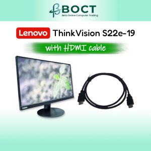 Refurbished Lenovo ThinkVision S22e-19 | 21.5 Inch FHD (1920x1080) | HDMI VGA ports |Near-Edgeless | Anti-glare 16:9 | VA Panel Display Monitor Screen