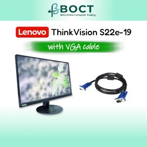 Refurbished Lenovo ThinkVision S22e-19 | 21.5 Inch FHD (1920x1080) | HDMI VGA ports |Near-Edgeless | Anti-glare 16:9 | VA Panel Display Monitor Screen
