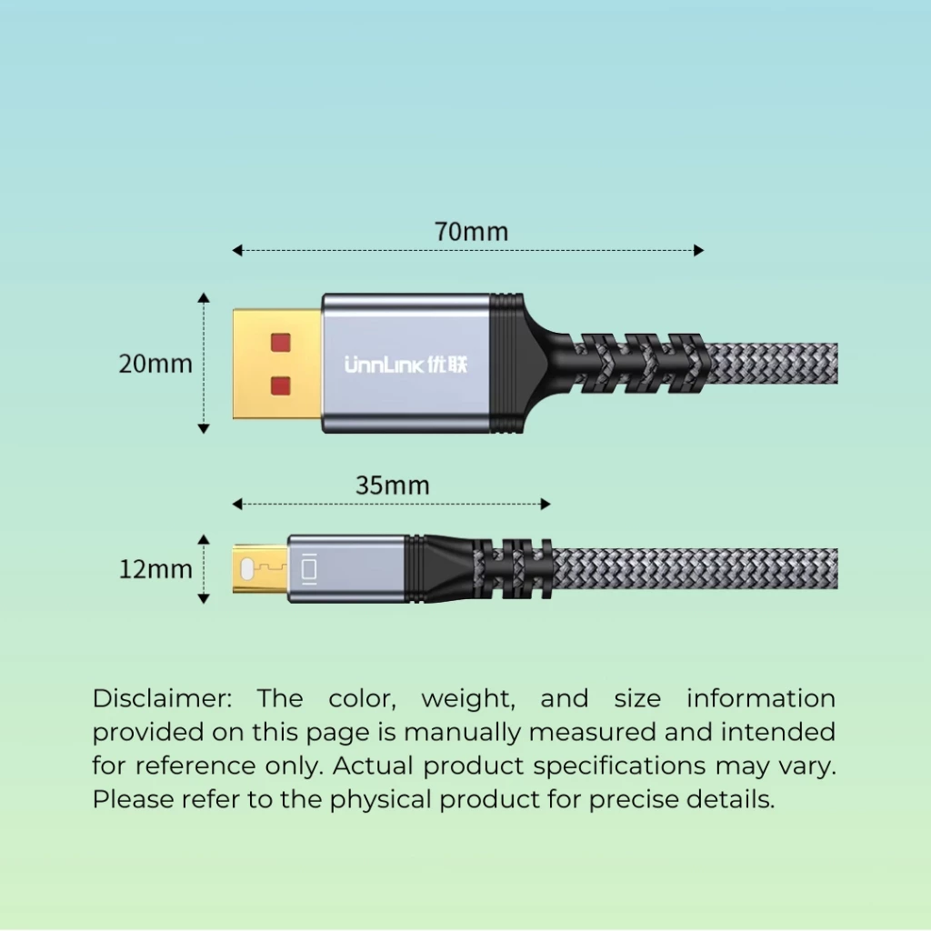 unnLink Mini DisplayPort to DisplayPort 8K Cable | mDP to DP, 8K@60Hz, 4K@144Hz, Bi-Directional High Resolutions cable - Image 5